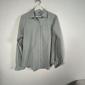 Stio Womens Long-Sleeve Snap Front Western Shirt Large Light Gray Pocket Casual